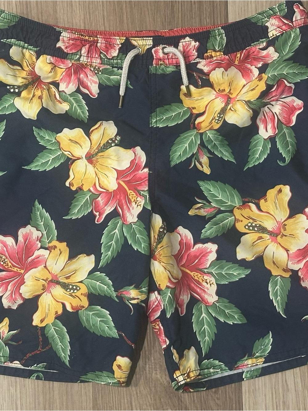 Polo Ralph Lauren Boys Swim Trunks Youth Size L Floral Flowers Aloha